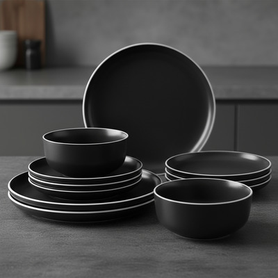 Set Vajilla Sakura Negro 6 Uds. V1818-27b 10068 Bazarnet P3 Negro Sakura