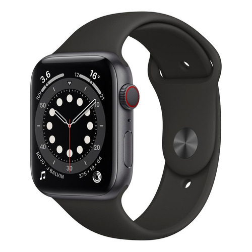 Apple Watch  Series 6 (GPS+Cellular) - Caja de  aluminio gris espacial de 44 mm - Correa deportiva negro