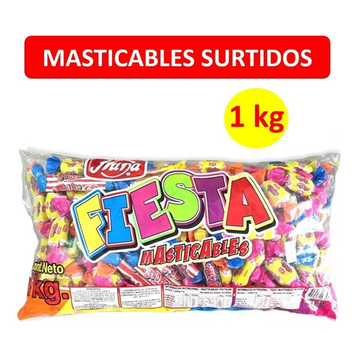Caramelos Masticables Fiesta Fruna Surtidos, Piñata 1 Kilo