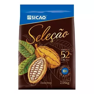 Chocolate Amargo 52% Cacau Seleção Gotas 2,05kg Sicao