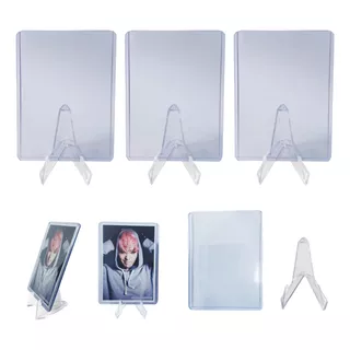 Set Exhibidor De Photocard 3 Top Loader + 3 Soporte Acrílico