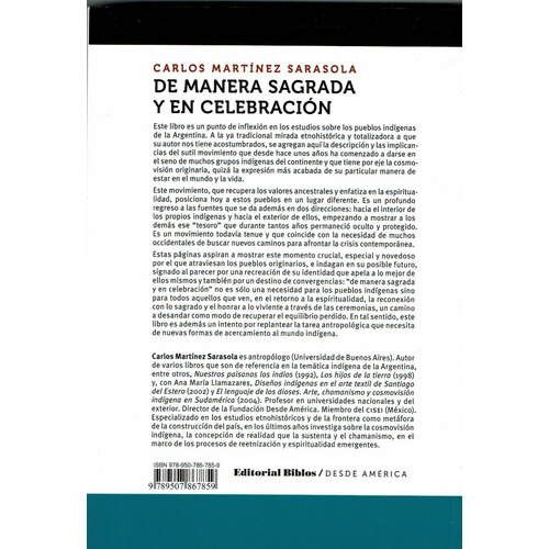 De Manera Sagrada Y En Celebración, Martínez Sarasola (bi)