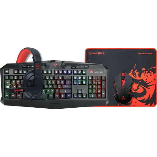 Kit de teclado y mouse gamer Redragon S101-BA Español de color negro