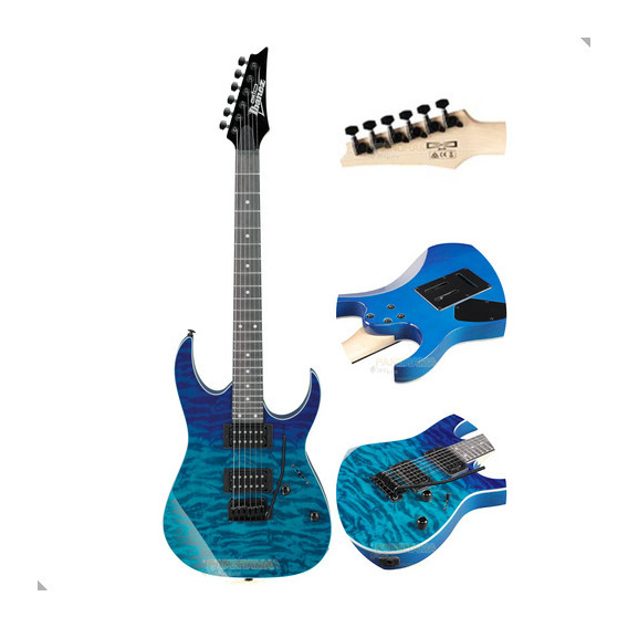 Guitarra eléctrica de arce acolchada C. Ibanez GRG120QASP-BGD, color C, orientación a la mano derecha
