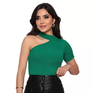 Blusa Feminina Mula Manca Manga Curta Tricot Estilo Sexy