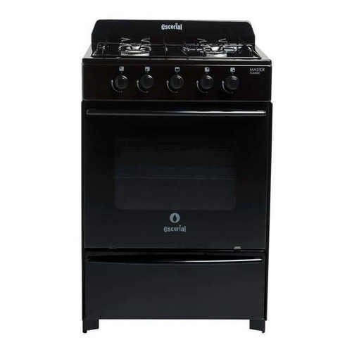 Cocina Escorial Master Classic a gas 4 hornallas  negra puerta con visor