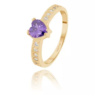 Anillo Promesa Fanny Oro 14 Kilates C. Morada Mouty 