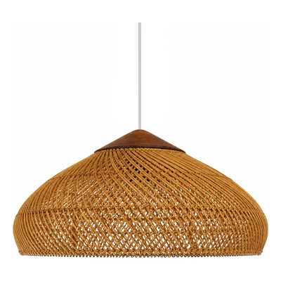 Colgante Deco Moderno De Ratán Fatma 50x25cm Natural  Natural/cable Blanco Interior