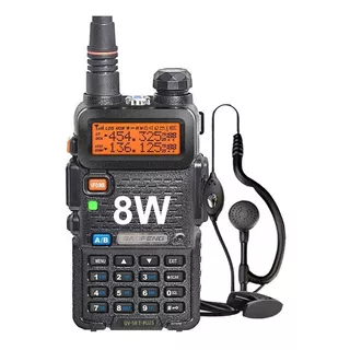 Handy Baofeng Uv5r 8w Bibanda Radio Walkie Talkie Vhf Uhf + Auricular Manos Libres Color Negro Tipo De Frecuencia Uhf/vhf