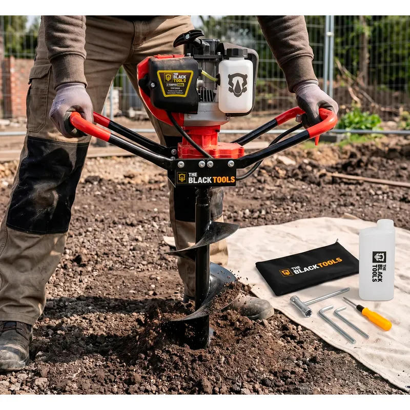 Perfurador De Solo The Black Tools Gasolina 2t 52cc Com Broca De 200mm