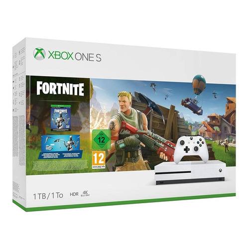 Microsoft Xbox One S 1TB Fortnite color  blanco