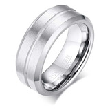 Anillo Plateado Rock De Tungsteno Para Hombres 8mm | Bruma®