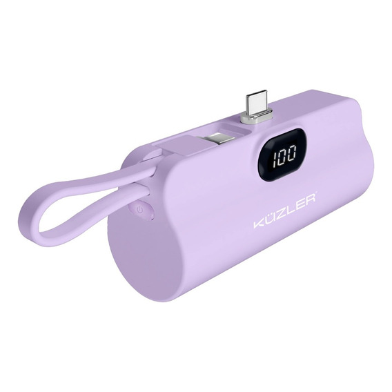 Mini Cargador Portátil 5000mah Entrada Tipo C Morado Kuzler