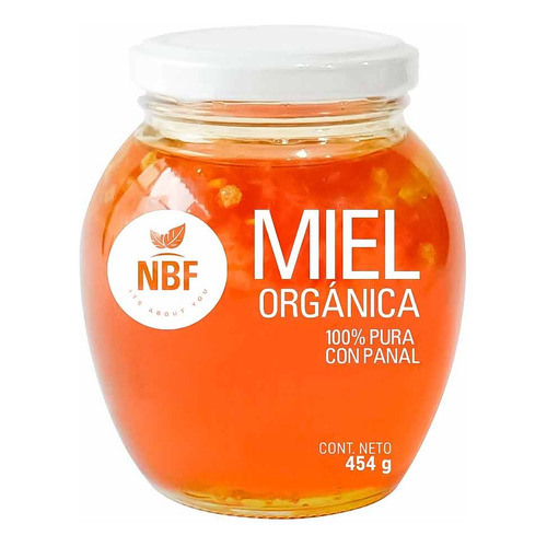 Nbf Miel De Abeja Pura Con Panal Comestible Organica 454gr