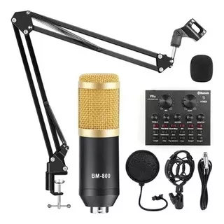 Kit De Microfono Condensador Bm800 + Interfaz De Audio V8