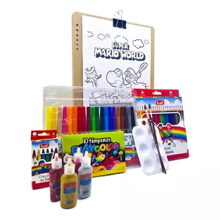 Kit Arte Niños Set Infantil+ Dibu. Para Pintar Mario Bros