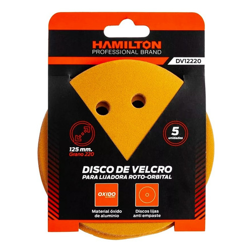 5 Disco Lijas Velcro Lijadora Roto Orbital Hamilton 125mm Dv Cantidad de granos 100