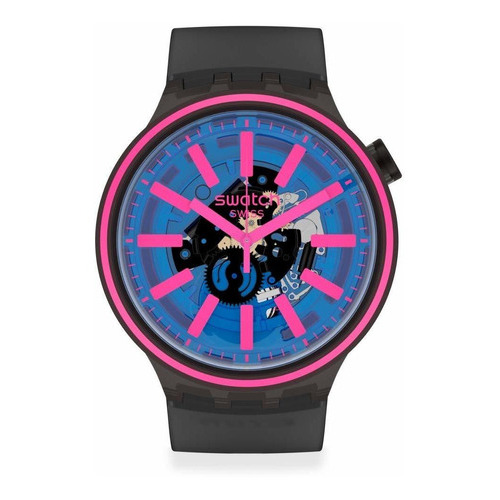 Reloj Mujer Swatch So27b111 Cuarzo Pulso Negro En Silicona