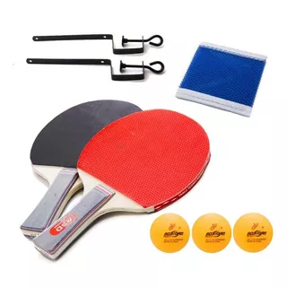 Kit Ping Pong Tênis De Mesa 2 Raquetes + 3 Bolinhas + 1 Rede