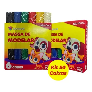 Kit C/50 Massinha Magix 6 Cores 90 G Cor Colorido