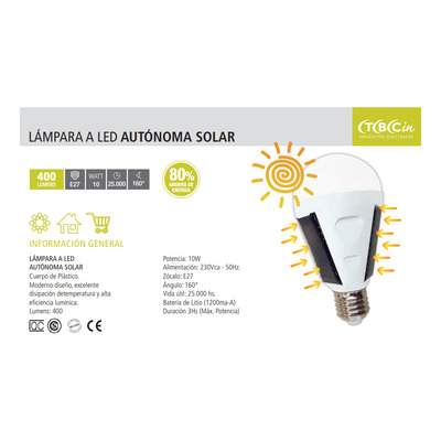 Lampara Led Solar 10w Recarga Solar Luz Potente 