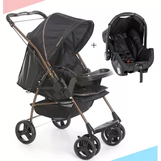 Carrinho De Bebe Com Bebe Conforto Preto Milano Grid