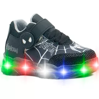 Tenis Para Niño Luces Led Hombre Araña Venom Multiverso 