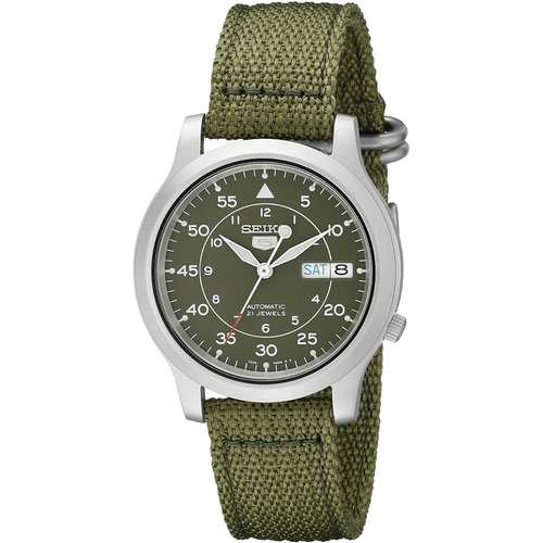 Seiko Reloj Snk805 Seiko 5 Automatico De Acero Inoxidable Pa Color de la correa Verde Color del bisel Plateado Color del fondo Verde