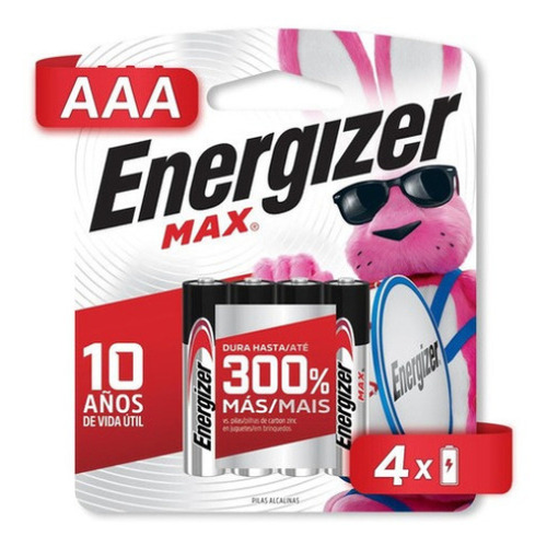 Pila AAA Energizer Pilas Max Cilíndrica - pack de 4 unidades