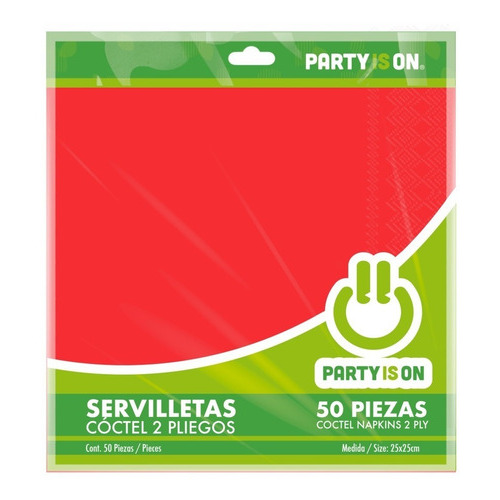 50 Pzas Servilletas De Papel Party Is On Color Rojo