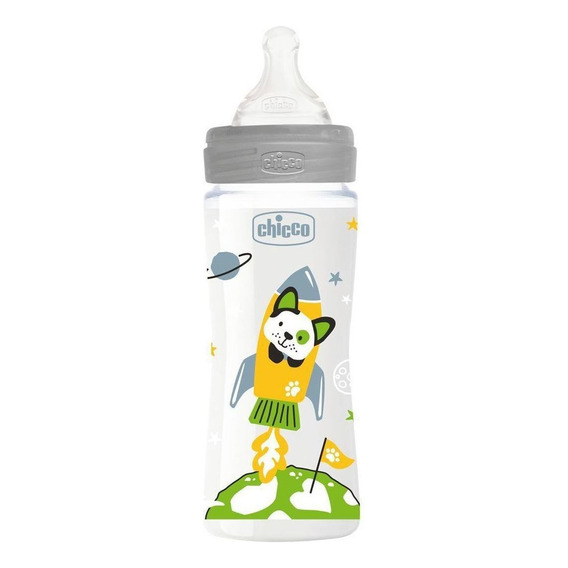 Mamadera Chicco Wellbeing de Perro color transparente 1 unidad de 330mL de flujo rápido