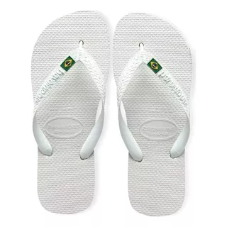 Chinelo Havaianas Brasil Original Branco Bandeira Masc Fem