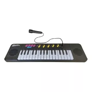 Teclado Infantil Com Microfone Brinquedo Musical Resistente Cor Preto 110v/220v