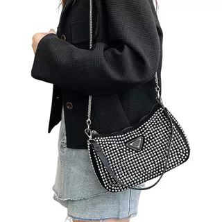 Bolso Bandolera/mano Con Estrás Brillantes Elegante Fiesta