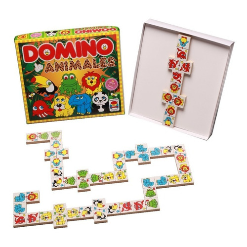 Juego Domino De Animales 28 Fichas Madera Banquito Argentino