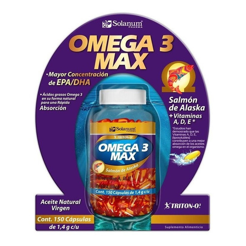 Solanum Omega 3 De Salmón De Alaska + Vitaminas 150 Caps Sfn Sabor Sin sabor