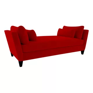 Sillon Futon 3 Cuerpos De Pana Mueble Premium Color Rojo