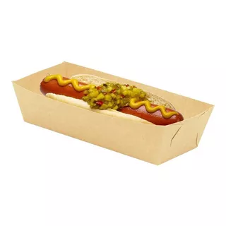 Charola Reciclable Para Hotdog, Alitas, Papas  17x7x4cm 50pz