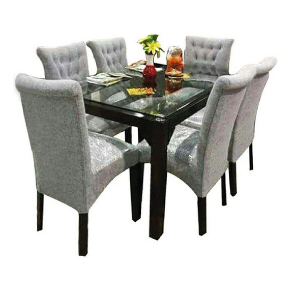 Juego De Comedor 6 Sillas Maryan Alto Hogar Gris Claro