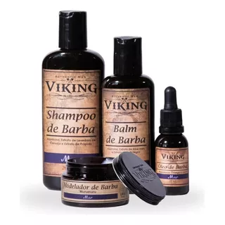 Kit De Barba Viking - Shampoo + Balm + Óleo + Modelador Mar