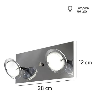 Aplique 2 Luces Onix Led 14w Alta Potencia Deco Moderno Cromo/neutro Neutro