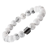 Pulsera Con Hematita Y Piedras Naturales Energia Proteccion Color Howlita Blanca Largo 19 Cm