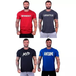 Kit 4 Camisetas Masculina Academia Estampadas Blusa T-shirt