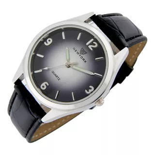 Reloj  New York Hombre Ny011 Caja De Metal Malla Eco Cuero
