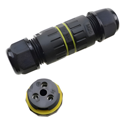 Conector Para Cable Exterior Reflector Estanco 3 Polos Lk Negro