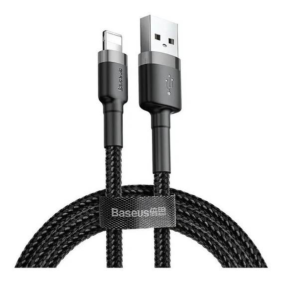 Cable De Datos Baseus Usb Lightning 3m 480mbps Reforzado Csi Color Negro/Gris