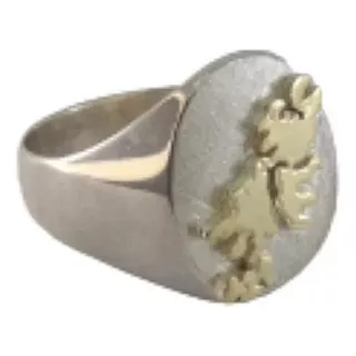 Anillo Sello Plata 925 Oro 18k Islas Malvinas Iniciales Oro