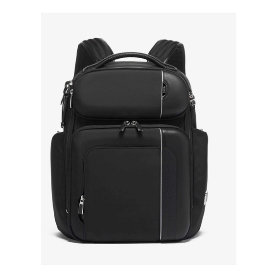 Tumi Backpack Gama Alta Línea Arrive Nylon Y Cuero Negro