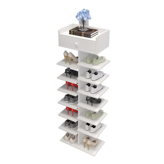 Zapatero Organizador Estante Zapatos 14 Pcs Hall Armario Color Blanco