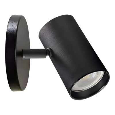 Aplique 1 Luz Negro Apto Led Gu10 Cabezal 3002 Movil  Negro